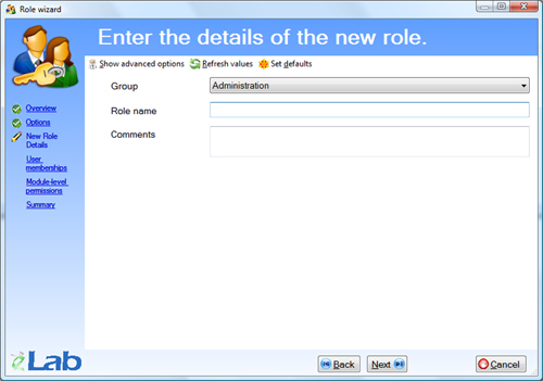 Role wizard - New role details
