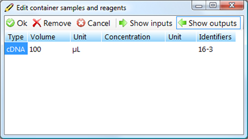 Edit container samples and reagents