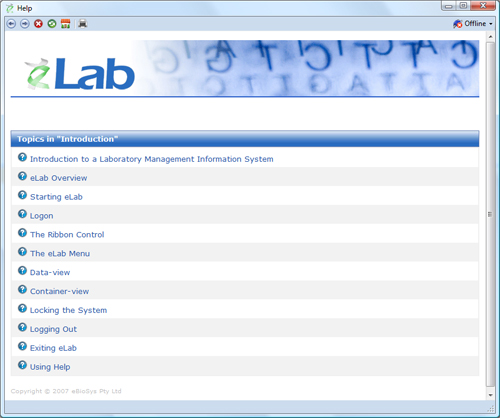 Help sub-topic page