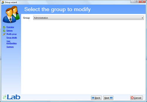 Group wizard - Select account