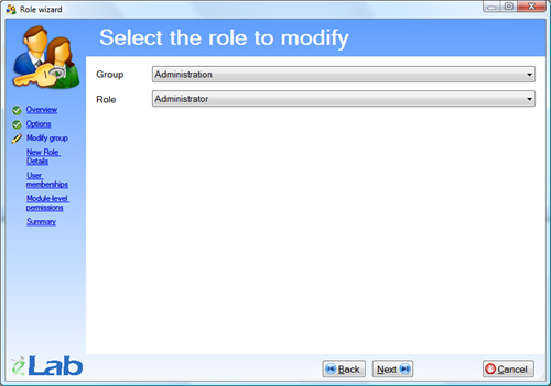 Role wizard - Modify group