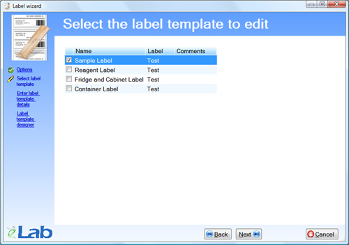 Label wizard - Select template