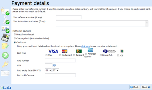 eLab licensing wizard - Payment details