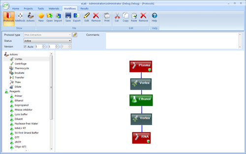 Protocols screen