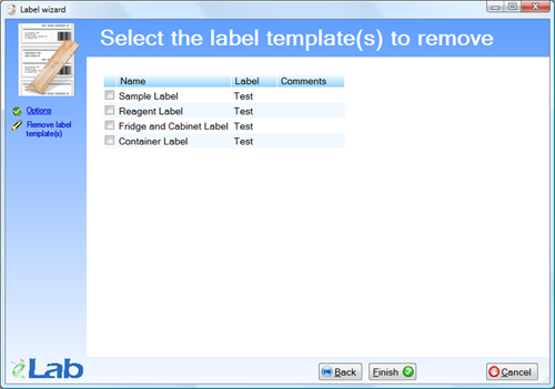Label wizard - Remove label template