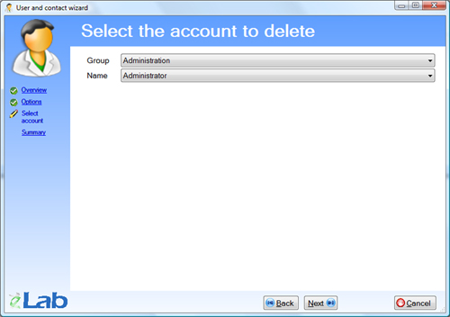 User and contact wizard - Select account