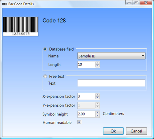 Bracode details - Code 128
