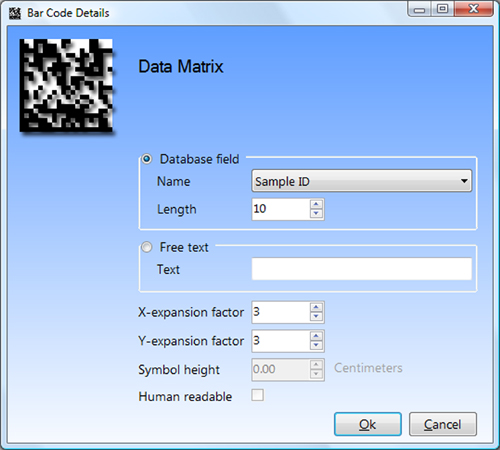 Barcode details - Data Matric