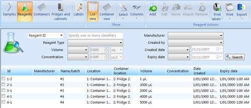 Reagents screen