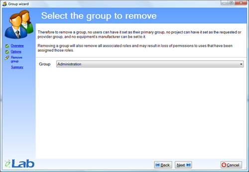 Group wizard - Select account